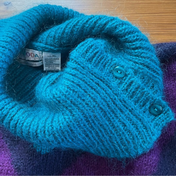 Vintage Le Moda Purple & Teal Chevron Striped Sweater - XL - Picture 3 of 9